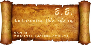 Bartakovics Bökény névjegykártya